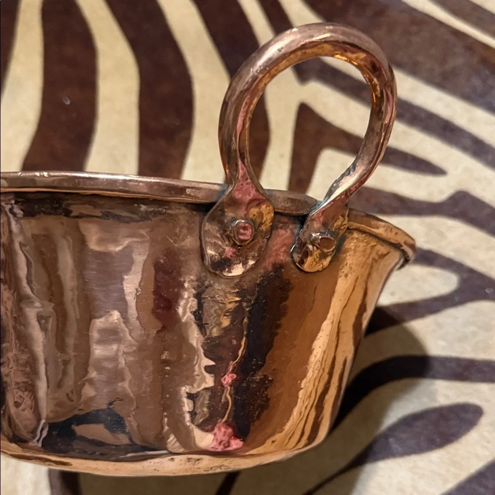 Vintage Handmade Solid Copper Two-Handle Bowl